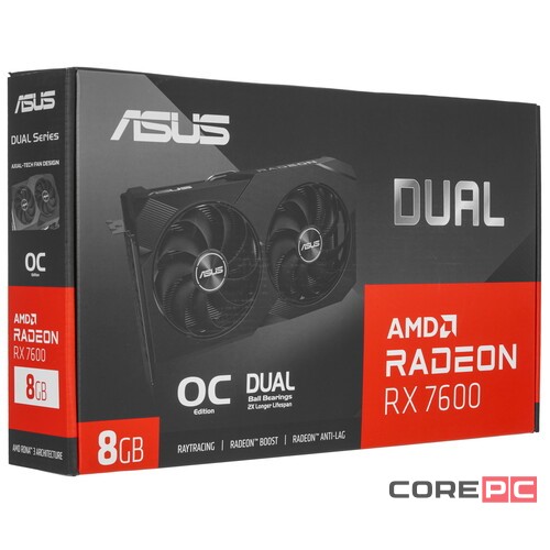 Видеокарта ASUS (DUAL-RX7600-O8G-V2) Radeon RX 7600 8GB DUAL OC V2 90YV0IH2-M0NA00