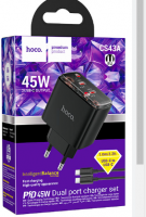 Сетевое зар. устр. Hoco CS43A 2C 45W черное