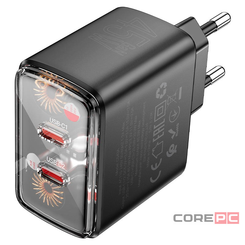 Сетевое зар. устр. Hoco CS43A 2C 45W черное