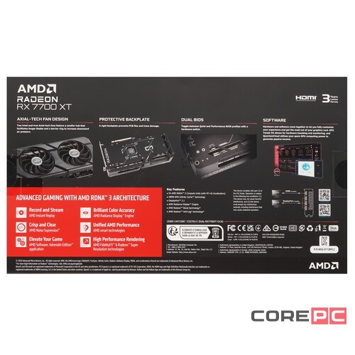 Видеокарта ASUS (DUAL-RX7700XT-O12G) Radeon RX 7700 XT D6 90YV0JZ0-M0NA00