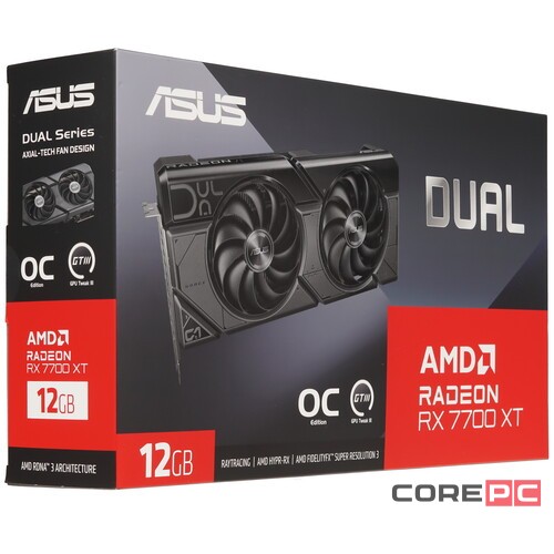 Видеокарта ASUS (DUAL-RX7700XT-O12G) Radeon RX 7700 XT D6 90YV0JZ0-M0NA00