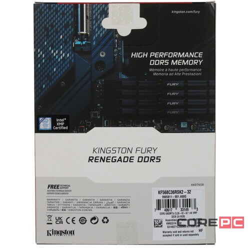 Оперативная память 32 Gb 6800 MHz Kingston FURY Renegade XMP Silver/Black (KF568C36RSK2-32)