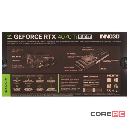 Видеокарта INNO3D (N407TS3-166XX-186158N) GeForce RTX 4070 Ti SUPER 16GB X3 OC