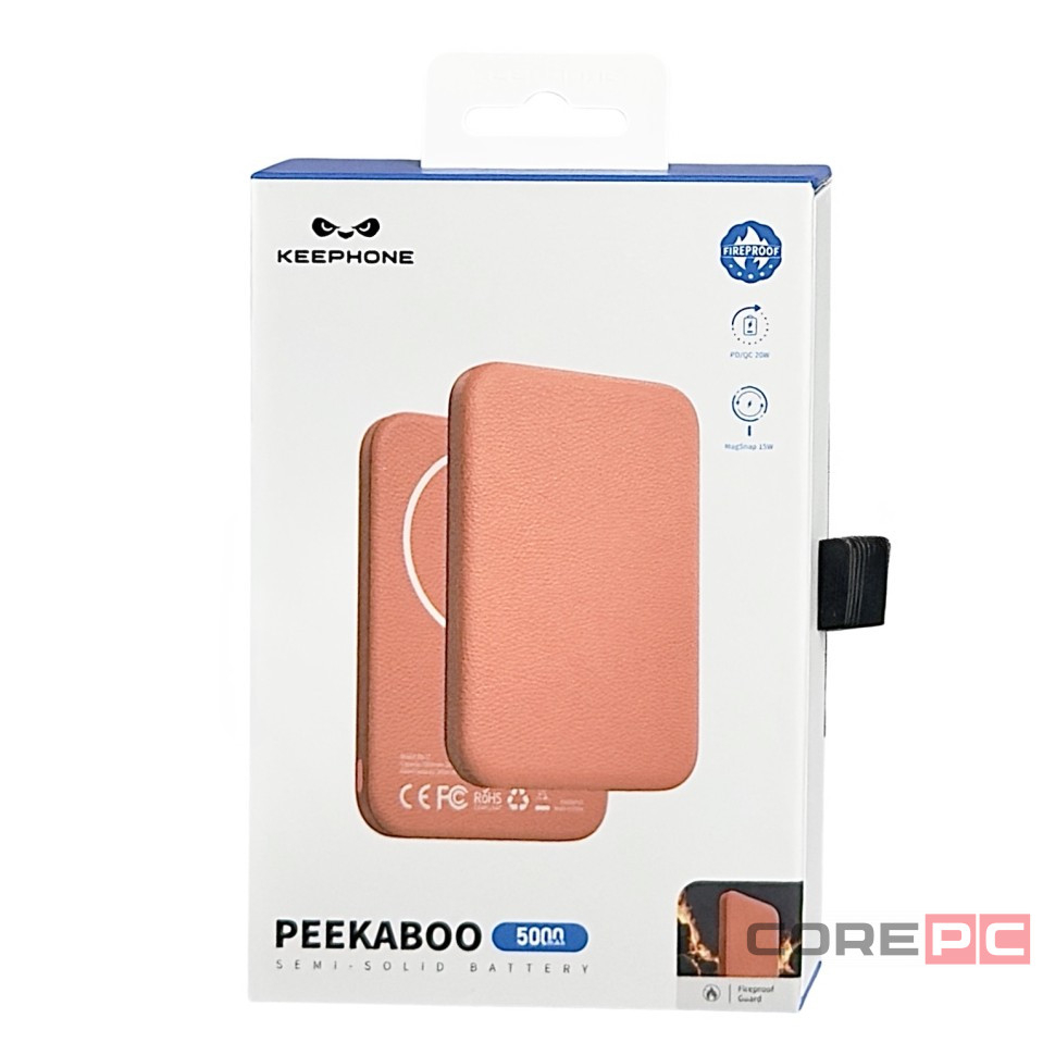 Powerbank магнитный с MagSafe Keephone Peekaboo 5000mAh кожаный оранжевый