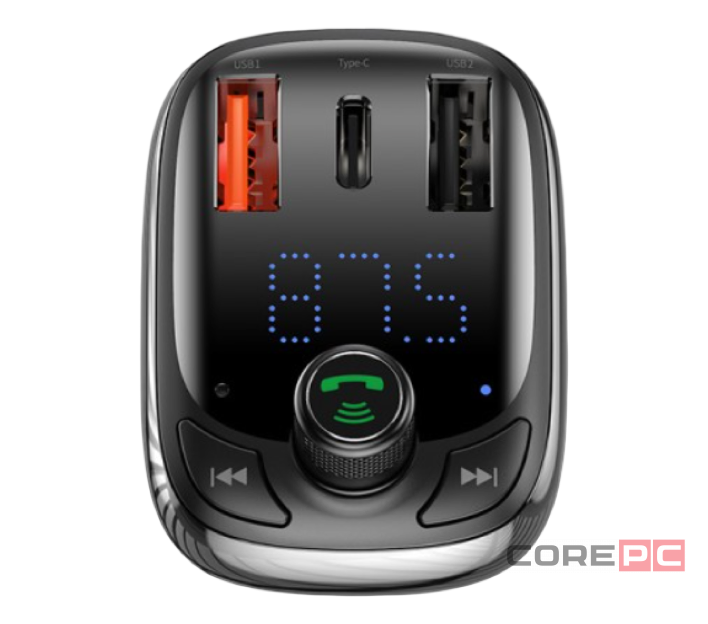 FM трансмиттер Baseus T Shaped S-13 PPS Fast Charger (CCMT000101) черный