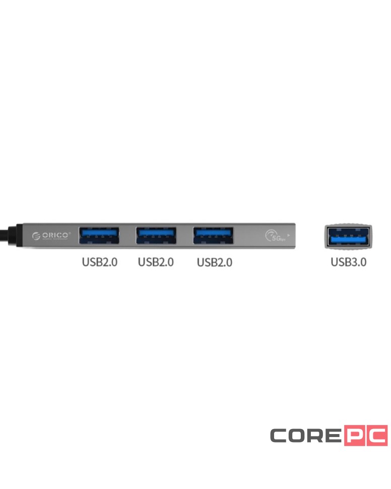 USB-С хаб Orico AH-13 4xUSB3.0 0.15м серый