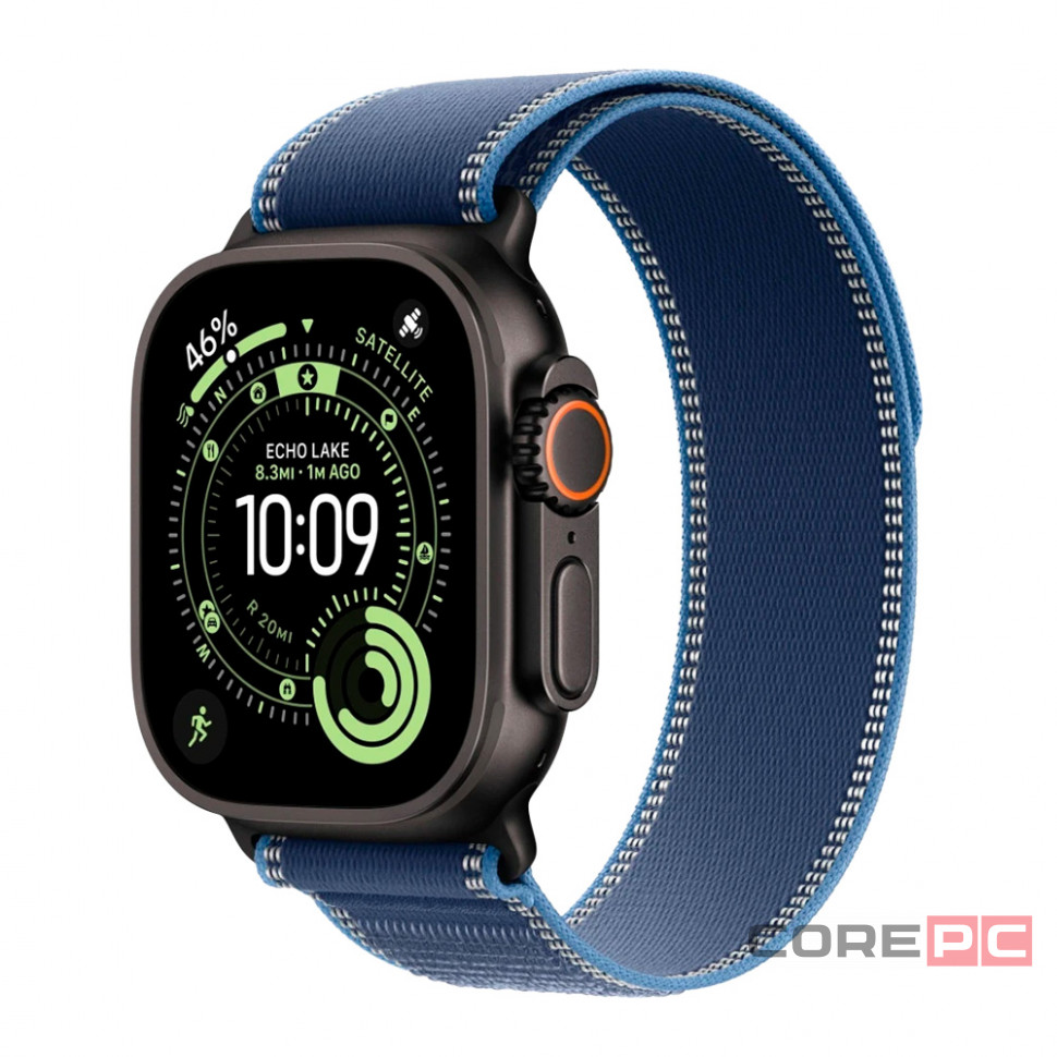Apple Watch Ultra 3 49mm Black Titanium Case with Blue/Bright Blue Trail Loop (M/L)