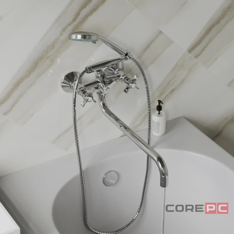 Смеситель для ванны и раковины MIXLINE МЛ30-021, вентильное управление, цвет хром