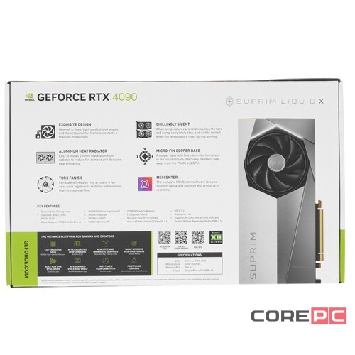 Видеокарта MSI (RTX 4090 SUPRIM LIQUID X 24G) GeForce RTX 4090 24Gb SUPRIM LIQUID X