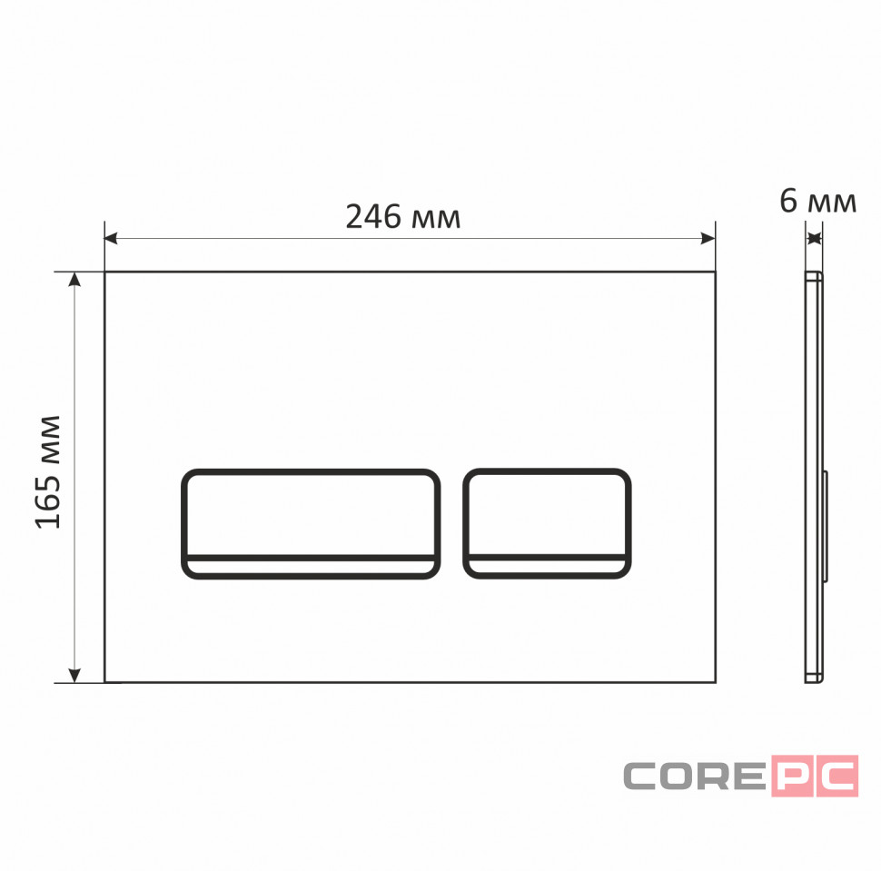 Кнопка смыва для инсталляции WAVE Е2 стекло/E2 glass универсальная, ЧЕРНАЯ/ХРОМ прямоугольная