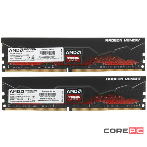 Оперативная память 64 Gb 3200 MHz AMD R9 GAMERS SERIES Black (R9S464G3206U2K)