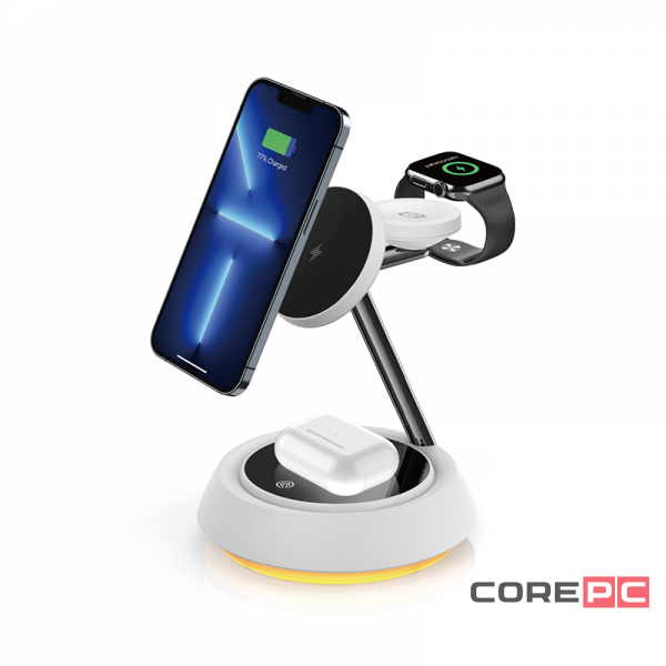 Беспроводное зарядное устройство WIWU Power Air 15W 3 в 1 для iPhone/Apple Watch/AirPods (Wi-W002) (белый)