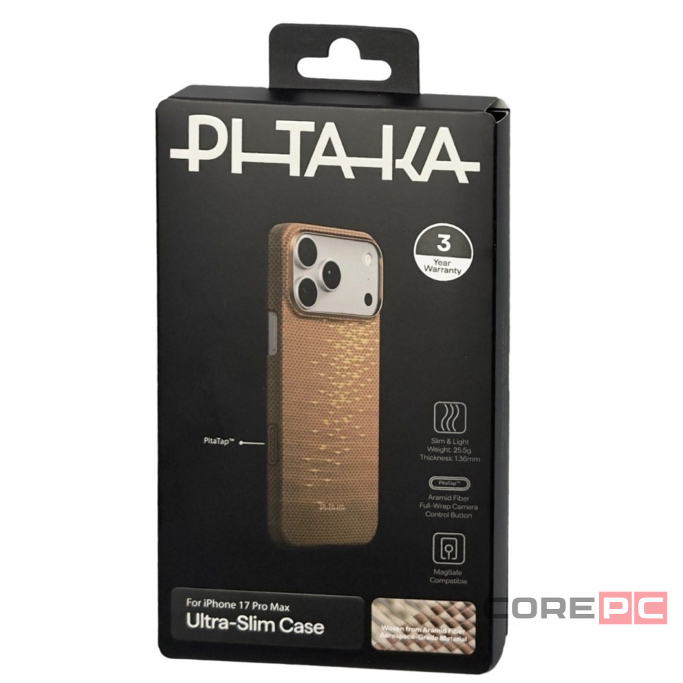 Накладка для i-Phone 17 Pro Max Pitaka Glints of Gold (Golden Glint) Protective Case золотистый