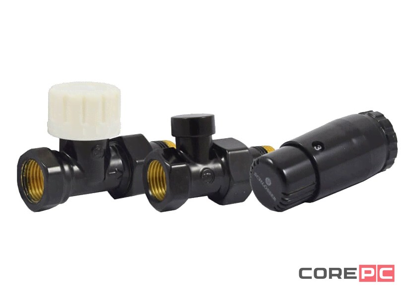 Комплект подключения SCHLOSSER STANDARD MINI 1/2quot; прямой, Ral 9005, с термоголовкой MINI М30х1,5