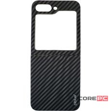 Чехол-накладка PiBlue Flagship Case для Samsung Galaxy Z Flip 6 (карбоновый в полоску черно-серый)