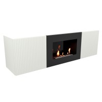 Каминокомплект: Тумба с биокамином Firelight BFP/P-1400L белая+набор керамических дров сосна