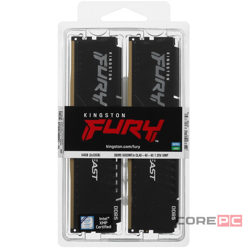 Оперативная память 64 Gb 6000 MHz Kingston FURY Beast Black (KF560C40BBK2-64)