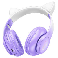 Стереонаушники Bluetooth Полноразмерные Hoco W42 Cat Ear BT5.3/10ч фиолетовые