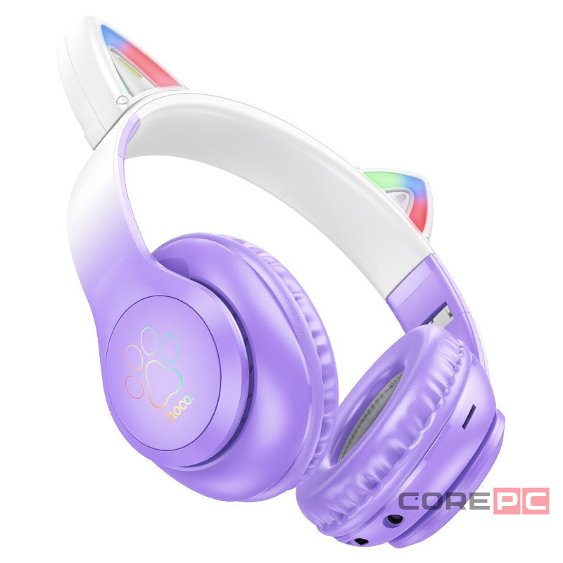 Стереонаушники Bluetooth Полноразмерные Hoco W42 Cat Ear BT5.3/10ч фиолетовые