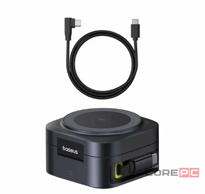 Беспроводное зарядное устройство 2в1 Baseus PicoGo Series Qi2 67W (P10276800123-00) черное