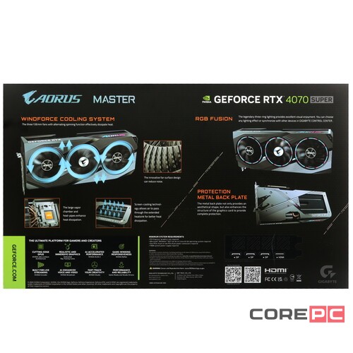 Видеокарта Gigabyte (GV-N407SAORUS M-12GD) GeForce RTX 4070 SUPER 12GB AORUS MASTER