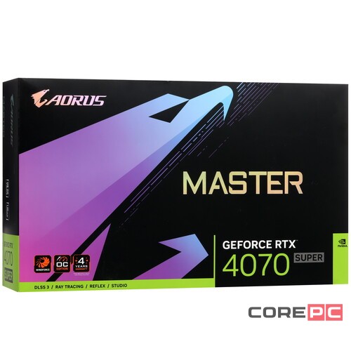 Видеокарта Gigabyte (GV-N407SAORUS M-12GD) GeForce RTX 4070 SUPER 12GB AORUS MASTER