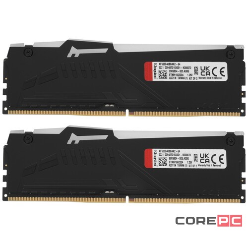 Оперативная память 64 Gb 5600 MHz Kingston FURY Beast RGB Black (KF556C40BBAK2-64)