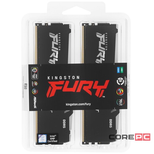 Оперативная память 64 Gb 5600 MHz Kingston FURY Beast RGB Black (KF556C40BBAK2-64)
