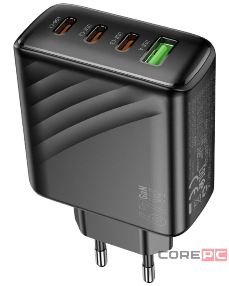 Сетевое зар. устр. Hoco CS27A 1USB/3C 67W черное