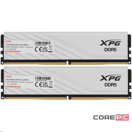 Оперативная память 32 Gb 5600 MHz ADATA XPG LANCER Blade White (AX5U5600C4616G-DTLABWH)