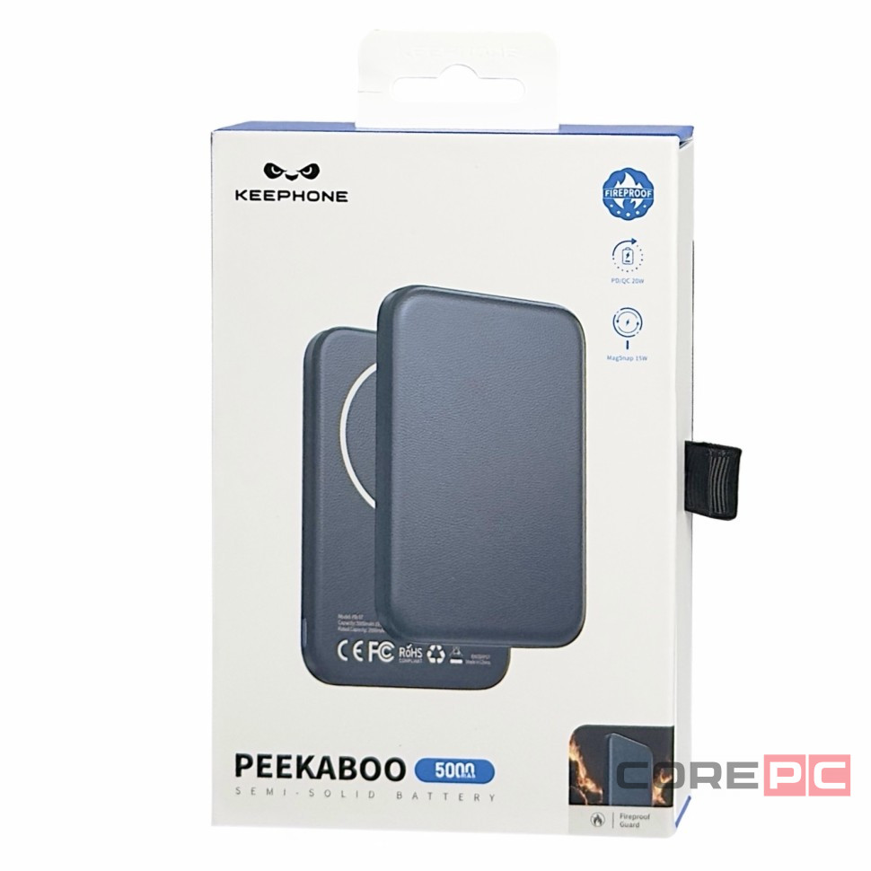 Powerbank магнитный с MagSafe Keephone Peekaboo 5000mAh кожаный синий