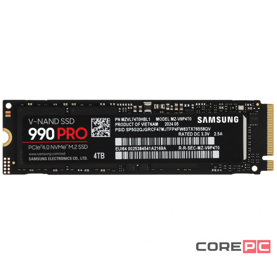 Твердотельный накопитель Samsung 4000 Gb 990 PRO (MZ-V9P4T0BW)