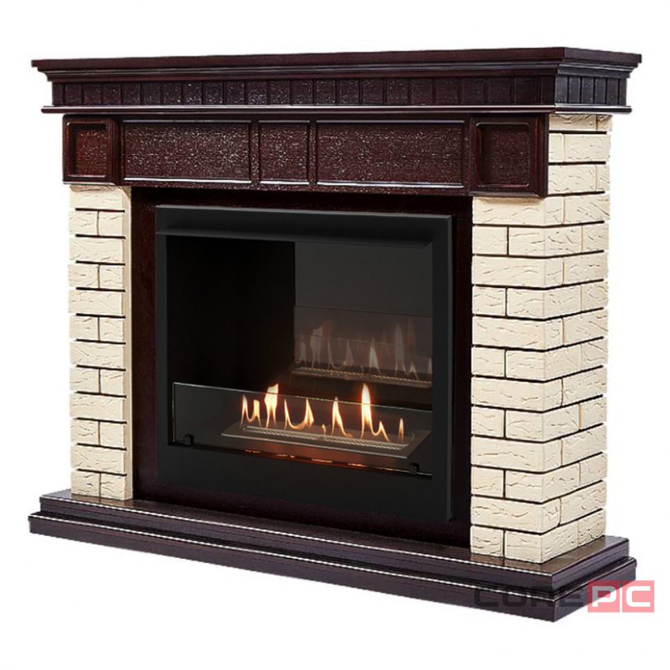 Биокамин Firelight BFP/P-2520, портал Bricks 25 камень бежевый, шпон темный дуб