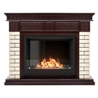Биокамин Firelight BFP/P-2520, портал Bricks 25 камень бежевый, шпон темный дуб