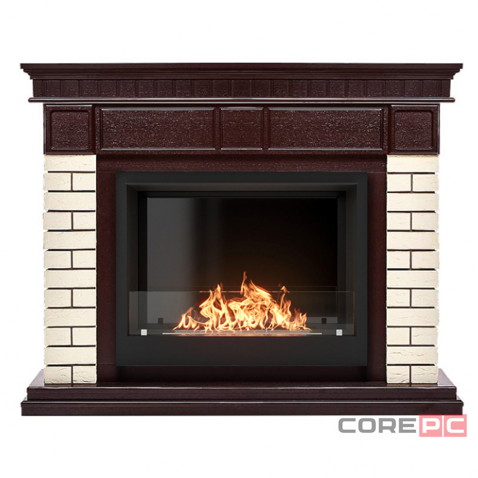Биокамин Firelight BFP/P-2520, портал Bricks 25 камень бежевый, шпон темный дуб