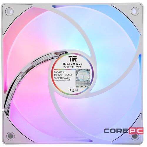 Вентилятор для корпуса Thermalright TL-C12W-S V3 ARGB White (TRTLC12WSV3)