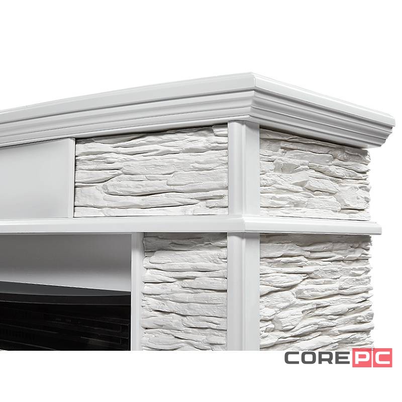 Портал Firelight Scala Classic камень сланец скалистый белый, шпон белый дуб