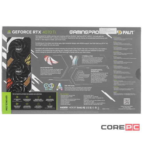 Видеокарта Palit (NED407TT19K9-1043A) GeForce RTX 4070 Ti 12Gb GAMINGPRO OC