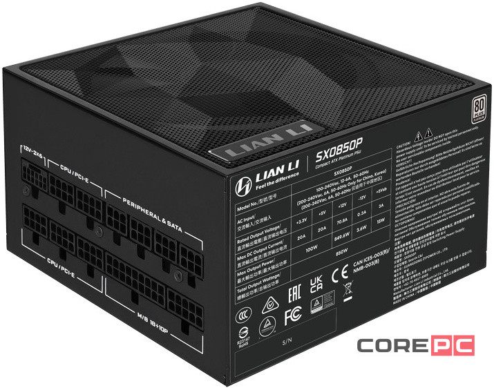 Блок питания Lian Li 850W SX0850P Black (G9P.SX0850P.B000.RU) 16 Pin (PCIe 5.1 Connector Cable Details)