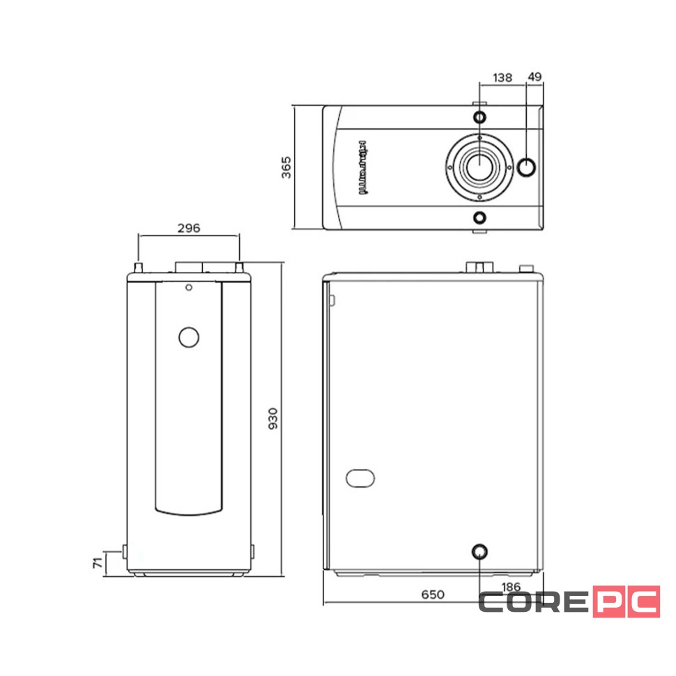 Котел дизельный KITURAMI TURBO-13 напольный, 2 конт., закр.кам.сгор.