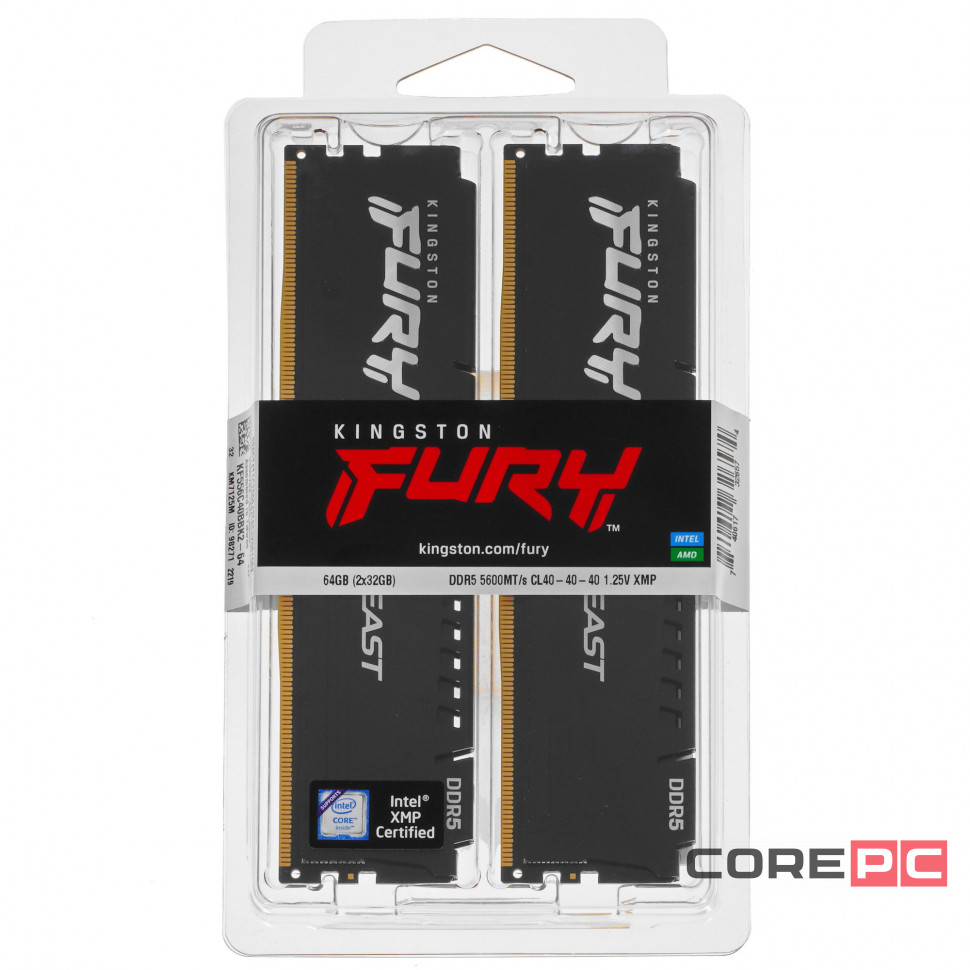 Оперативная память 64 Gb 5600 MHz Kingston HYPERX FURY Beast (KF556C40BBK2-64)