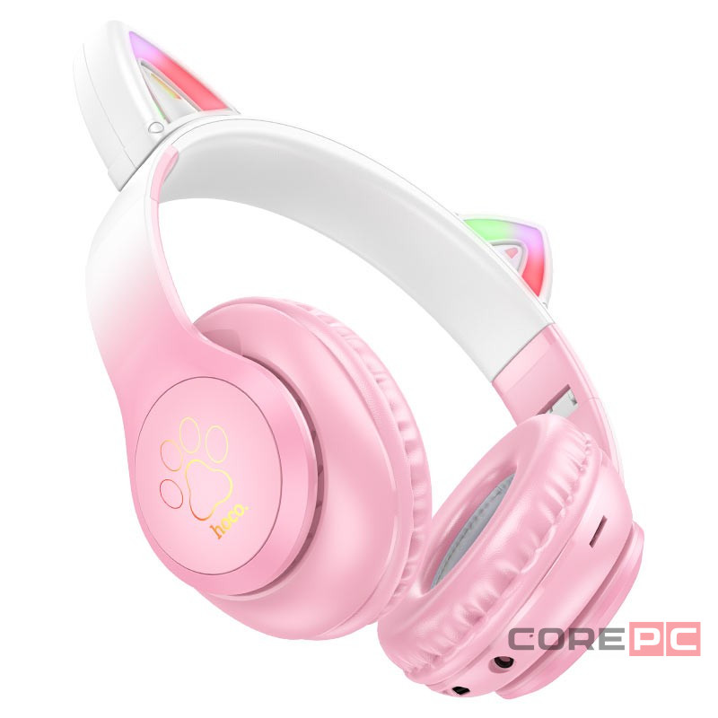 Стереонаушники Bluetooth Полноразмерные Hoco W42 Cat Ear BT5.3/10ч розовые