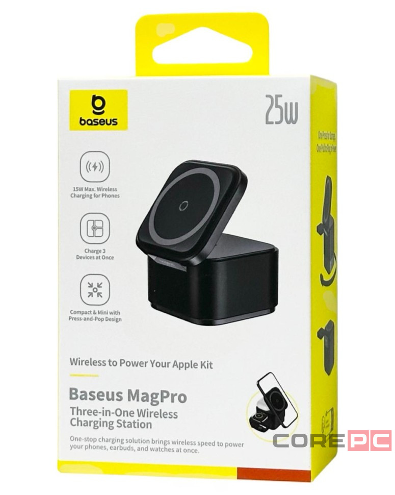 Беспроводная зарядная станция Baseus MagPro 2-in-1 Magnetic Charger 25W черный  P10264100123-01