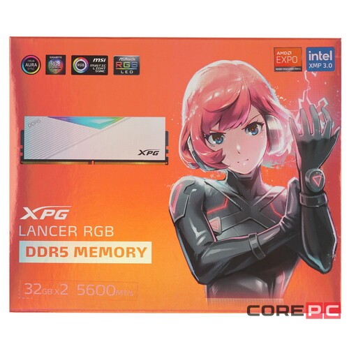 Оперативная память 64 Gb 5600 MHz ADATA XPG LANCER RGB White (AX5U5600C3632G-DCLARWH)
