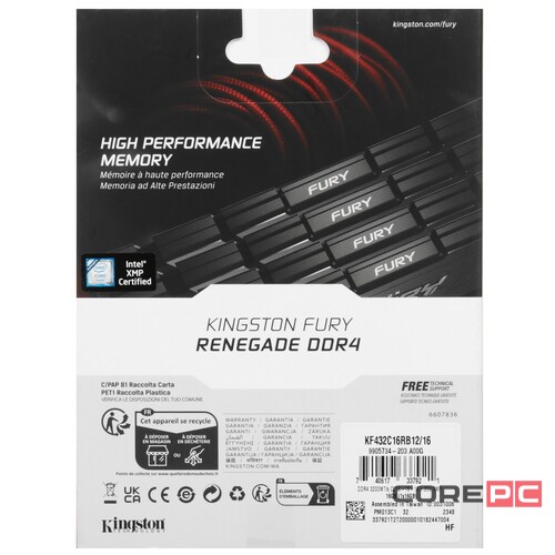 Оперативная память 16 Gb 3200 MHz Kingston FURY Renegade Black (KF432C16RB12/16)