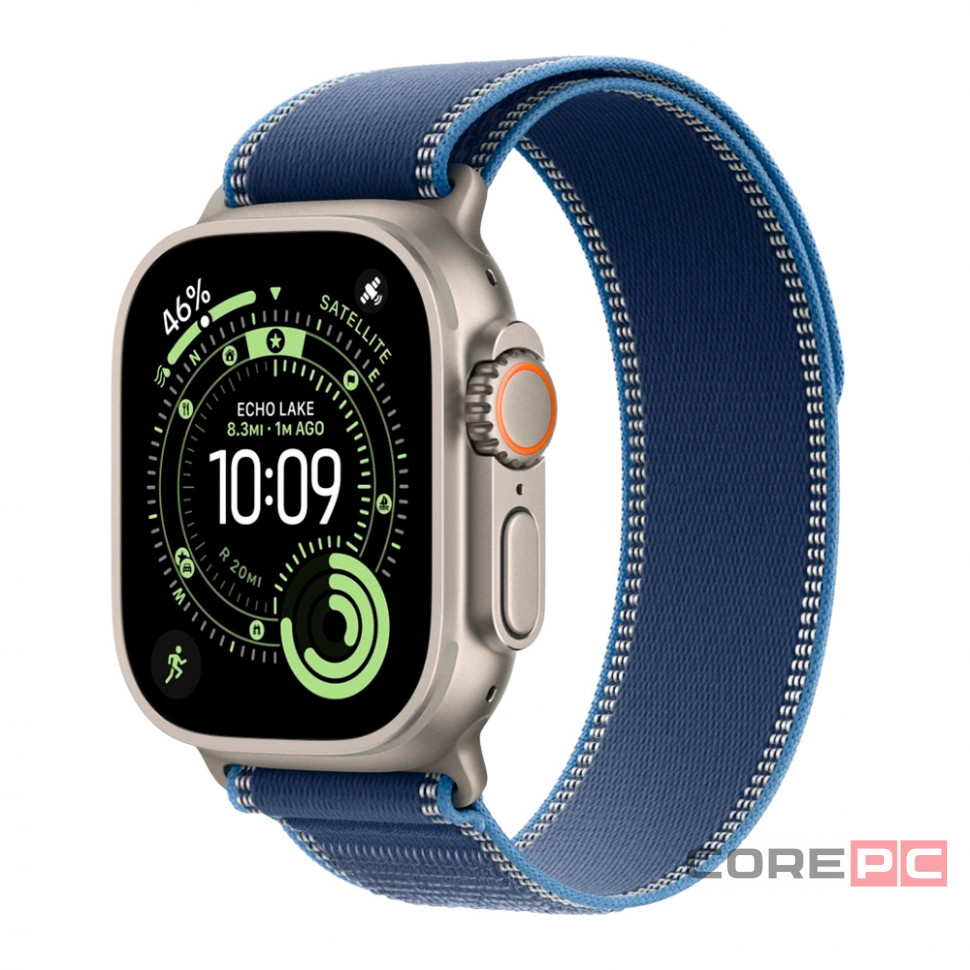 Apple Watch Ultra 3 49mm Natural Titanium Case with Blue/Bright Blue Trail Loop (M/L)