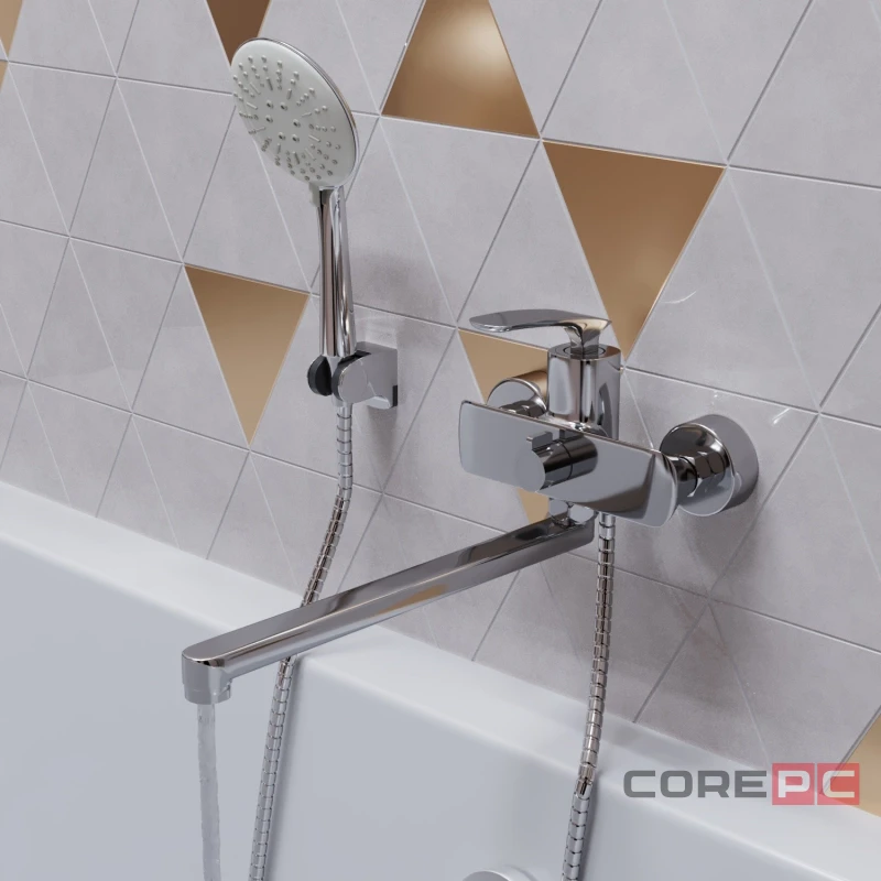 Смеситель для ванны и раковины MIXLINE МЛ21-02/ML21-02, рычажное управление, цвет хром
