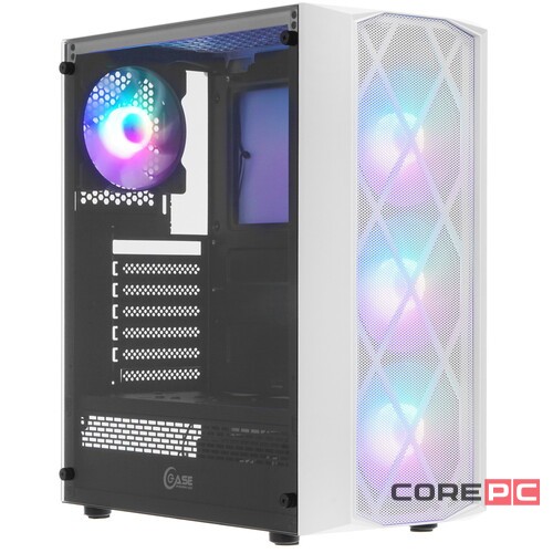 Компьютерный корпус Powercase RHOMBUS MESH X4 TG LED White CMRMW-L4