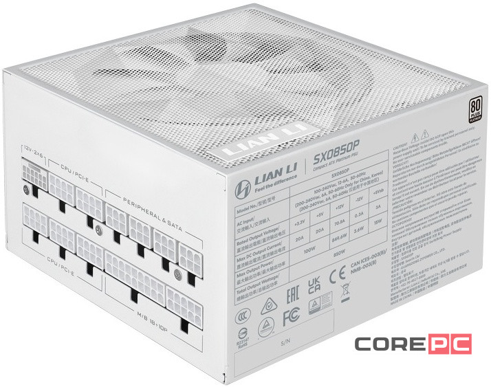 Блок питания Lian Li 850W SX0850P White (G9P.SX0850P.W000.RU) 16 Pin (PCIe 5.1 Connector Cable Details)