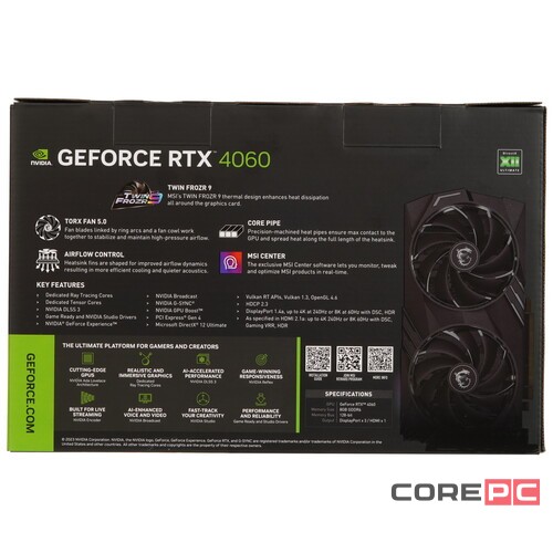 Видеокарта MSI (RTX 4060 GAMING X 8G) GeForce RTX 4060 8GB GAMING X